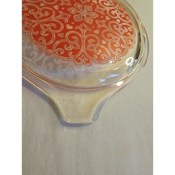 Vintage Pyrex Celtic Floral Casserole Lid 470-C Red Promotional Filigree Flower - Picture 5 of 5